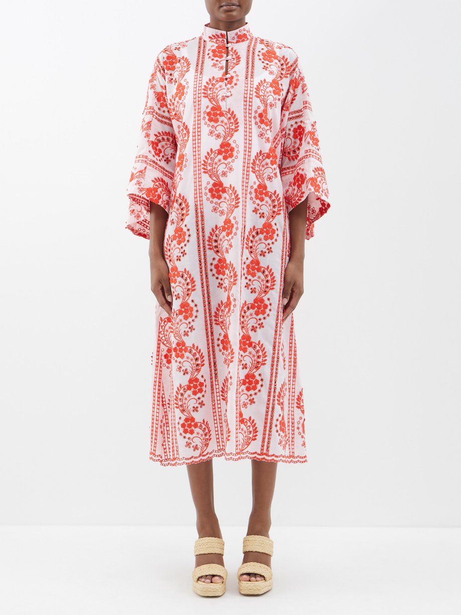 La Vie Style House Embroidered broderie-anglaise kaftan