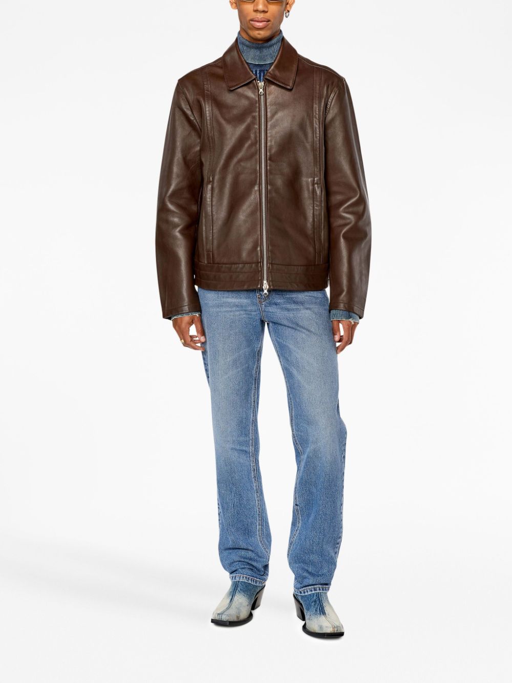 Diesel leather biker-style shirt jacket - WARDROB