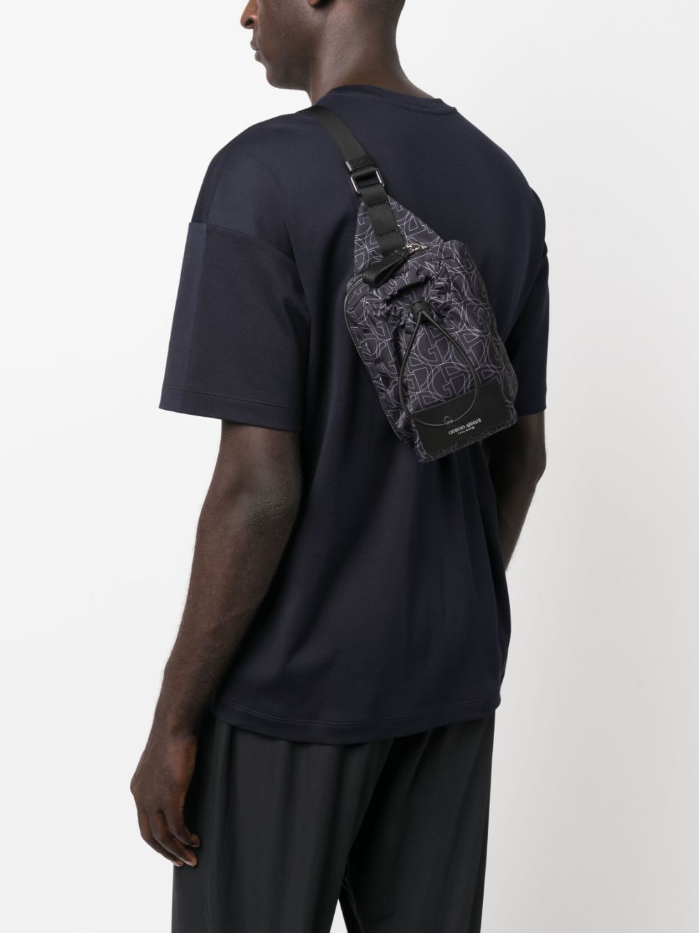 Giorgio Armani monogram-print drawstring backpack - WARDROB