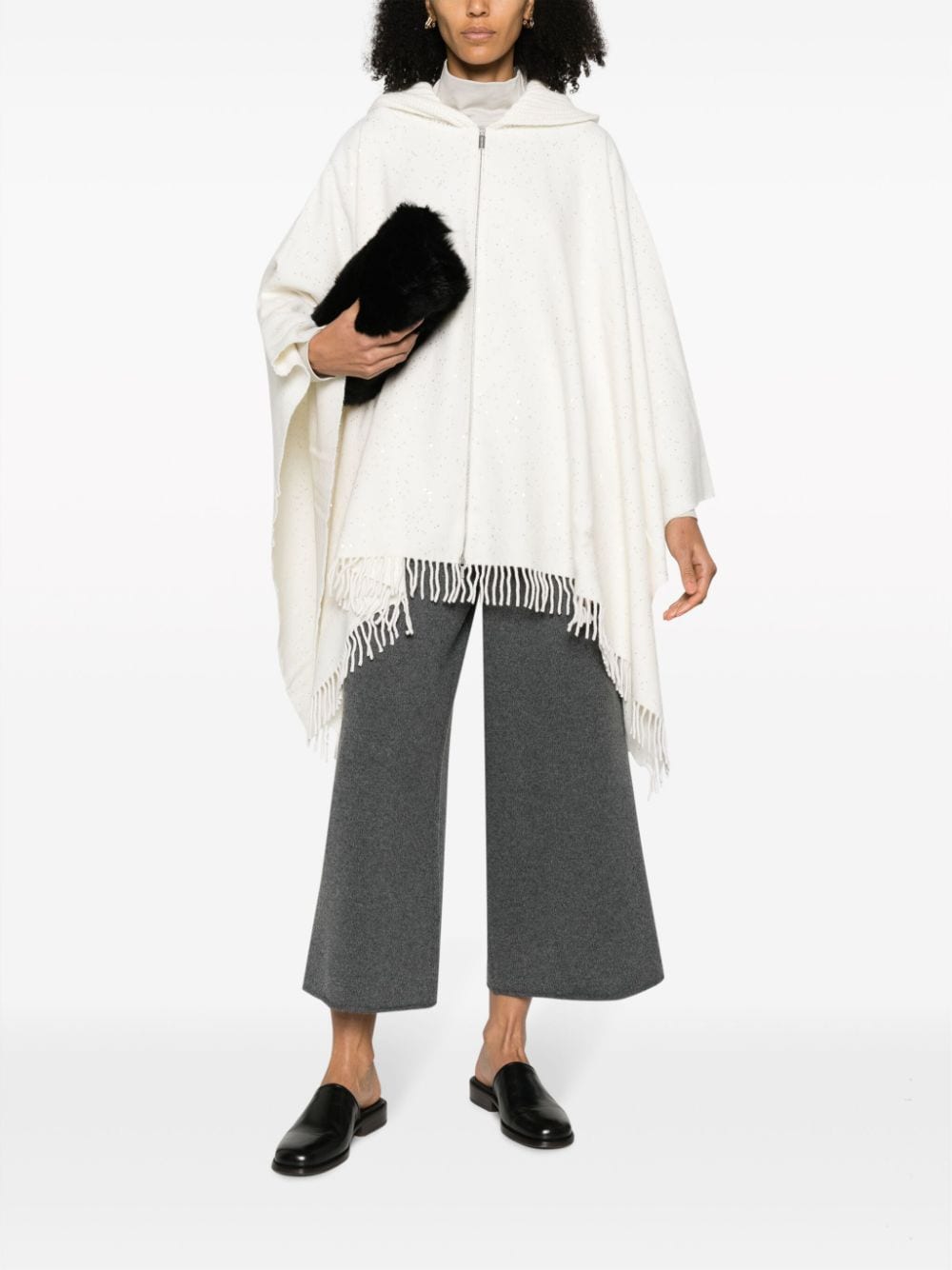 Fabiana Filippi knitted zip-up cape - WARDROB