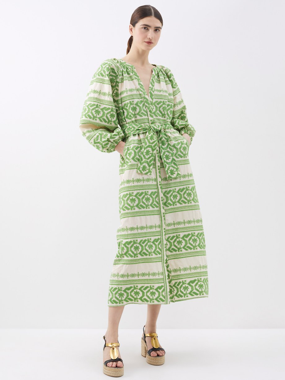 Johanna Ortiz Rimara embroidered cotton-voile midi dress