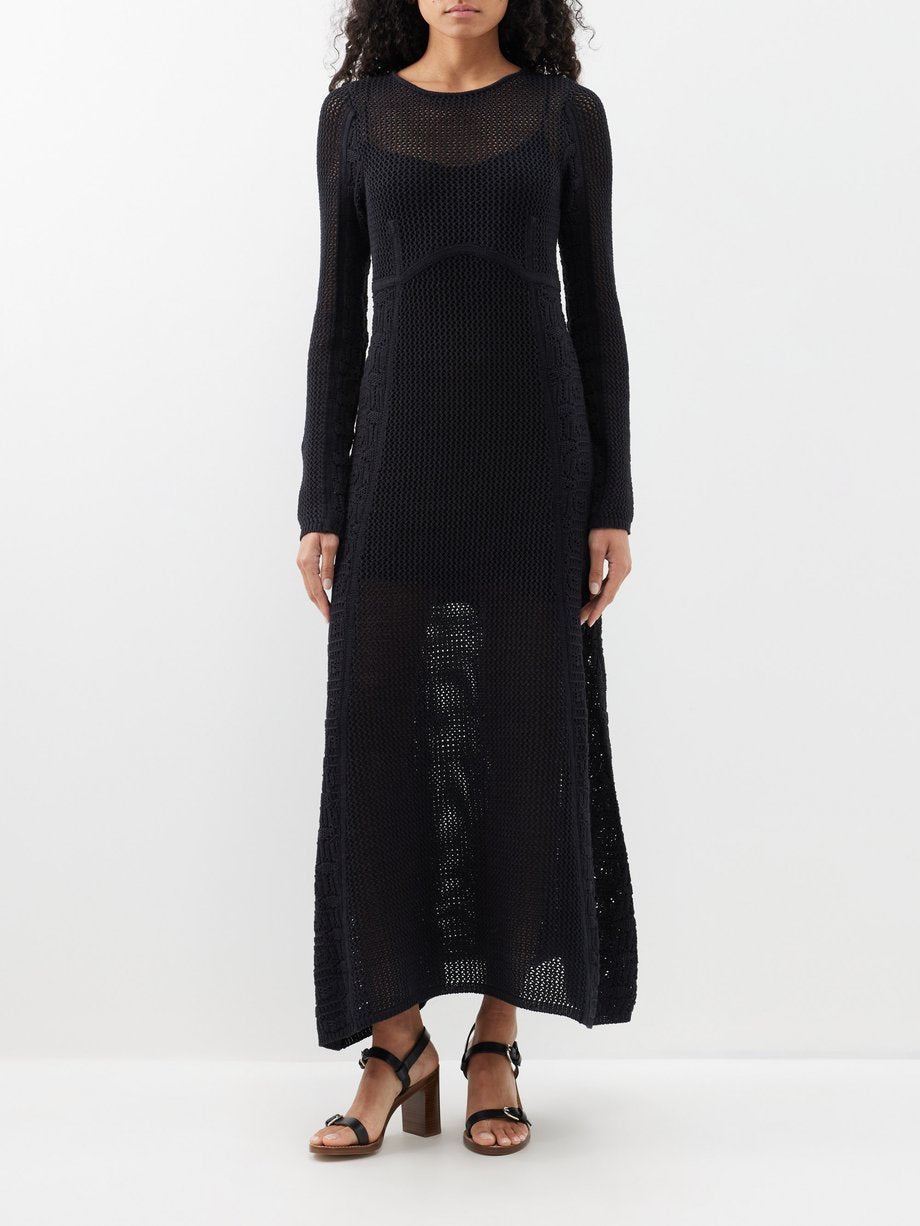 Clea Amberlie crochet-knit cotton maxi dress