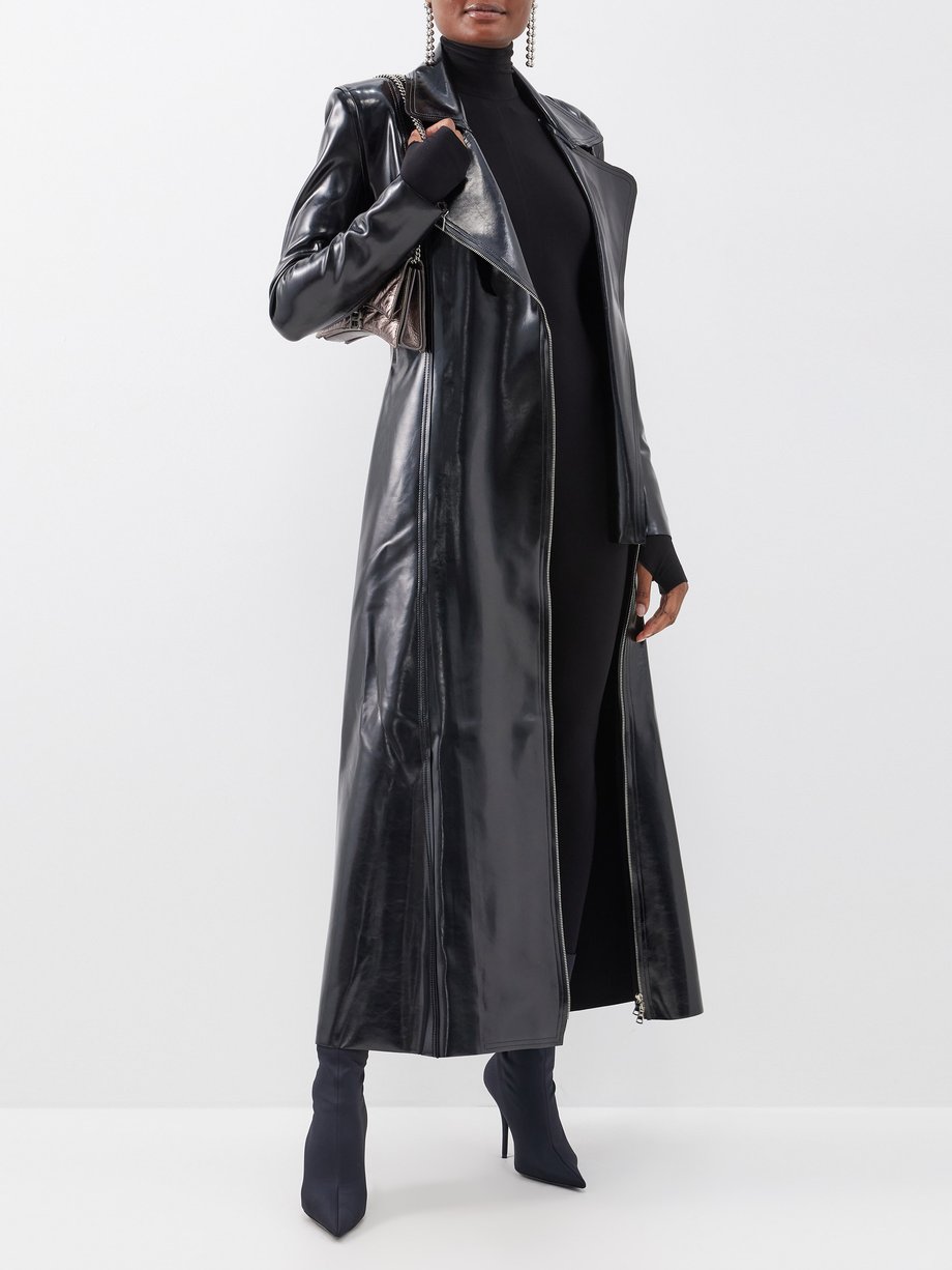 Norma Kamali Patent faux leather trench coat - WARDROB