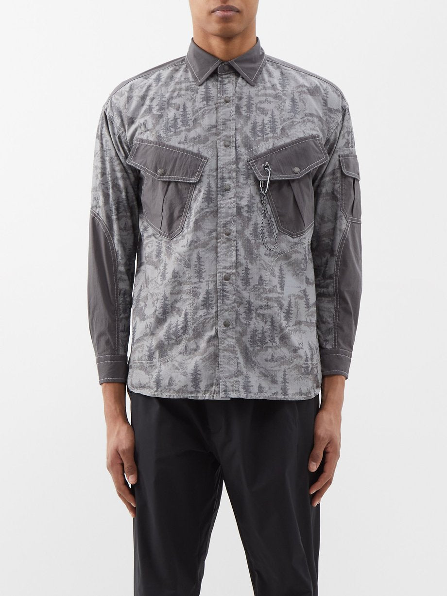 And Wander In The Mountain printed cotton-blend ripstop shirt