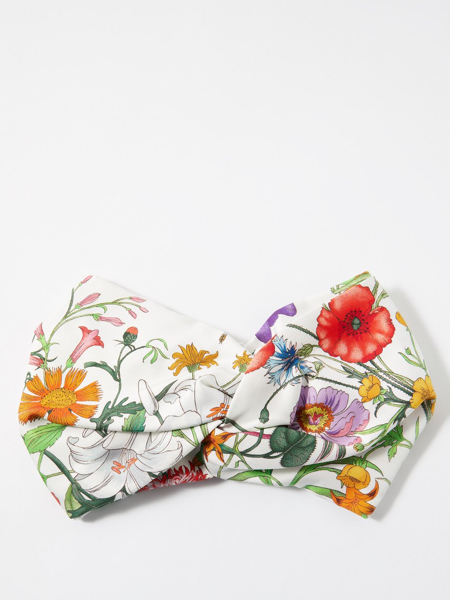 Gucci Floral-print silk-twill twist headband - WARDROB
